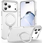 Lufanbis Magnetic for iPhone 17 Pro Case with Ring Stand, [10 FT Drop Protection] [Velvety Touch] Slim Translucent Matte Back Shockproof Phone Case for iPhone 17 Pro 6.3'', Frosted White