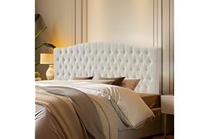 Furpopup Linen Upholstered Headboard King/Cal King Size Latest Model Wall Mount, Bed Frame Mount, Featuring High-Density Sponge Padding, Luxury Texture Easy Assembly Comfort and Style-Ivory