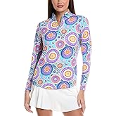 IBKUL Athleisure Wear Sun Protective UPF 50+ Icefil Cooling Leona Print Long Sleeve Mock Neck Top - 10933