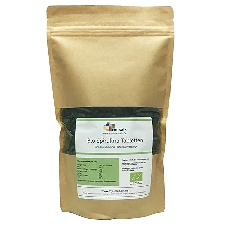my-mosaik Bio Spirulina 500g Presslinge, Rohkostqualität, aus kontrolliert biologischem Anbau, naturbelassen