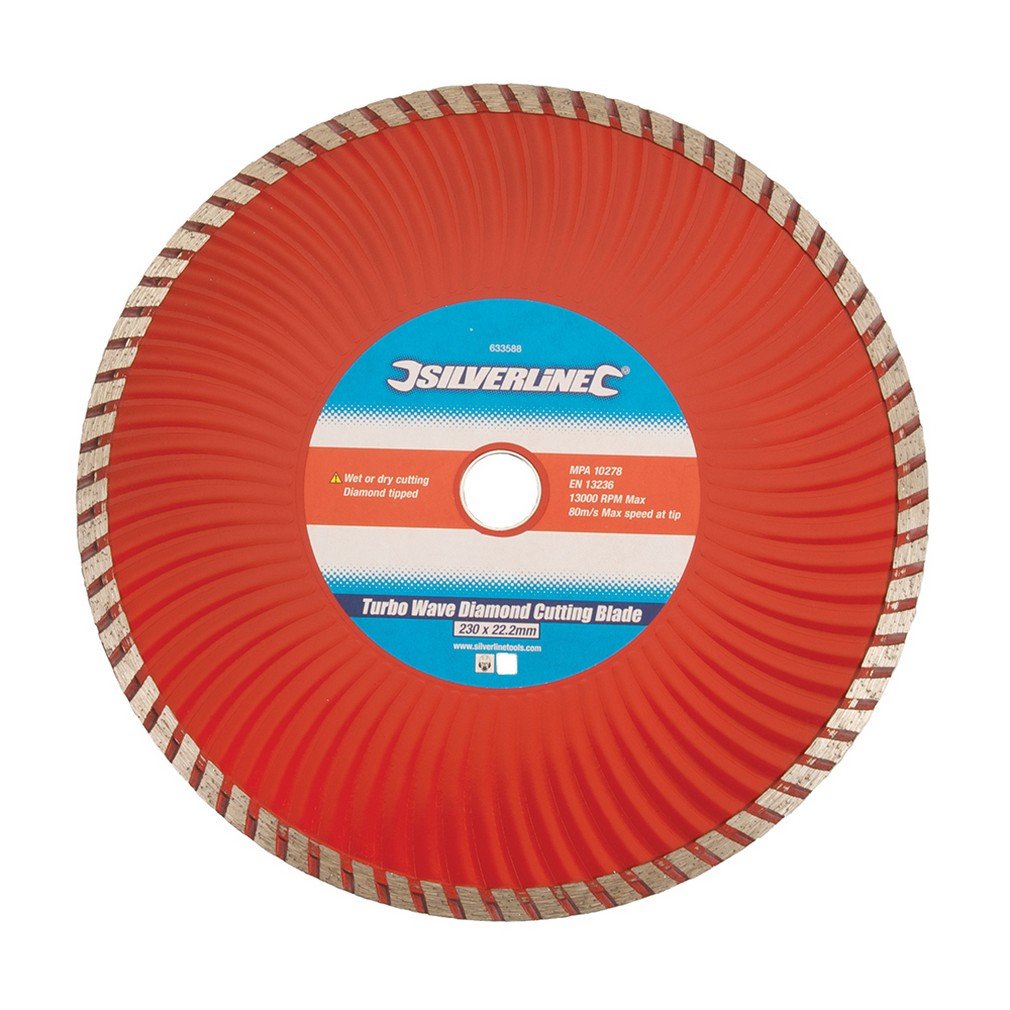 Silverline 633588 Turbo Wave Diamond Blade 230 x 22.23 mm Castellated Continuous Rim