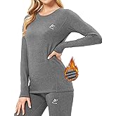 MeetHoo Thermal Underwear for Women, Winter Warm Base Layer Compression Set, Fleece Lined Long Johns Running Skiing Gray