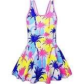 Akokvlar Girl One Piece Swimsuit with Skirt Bathing Suit Swimwear 3-16Y