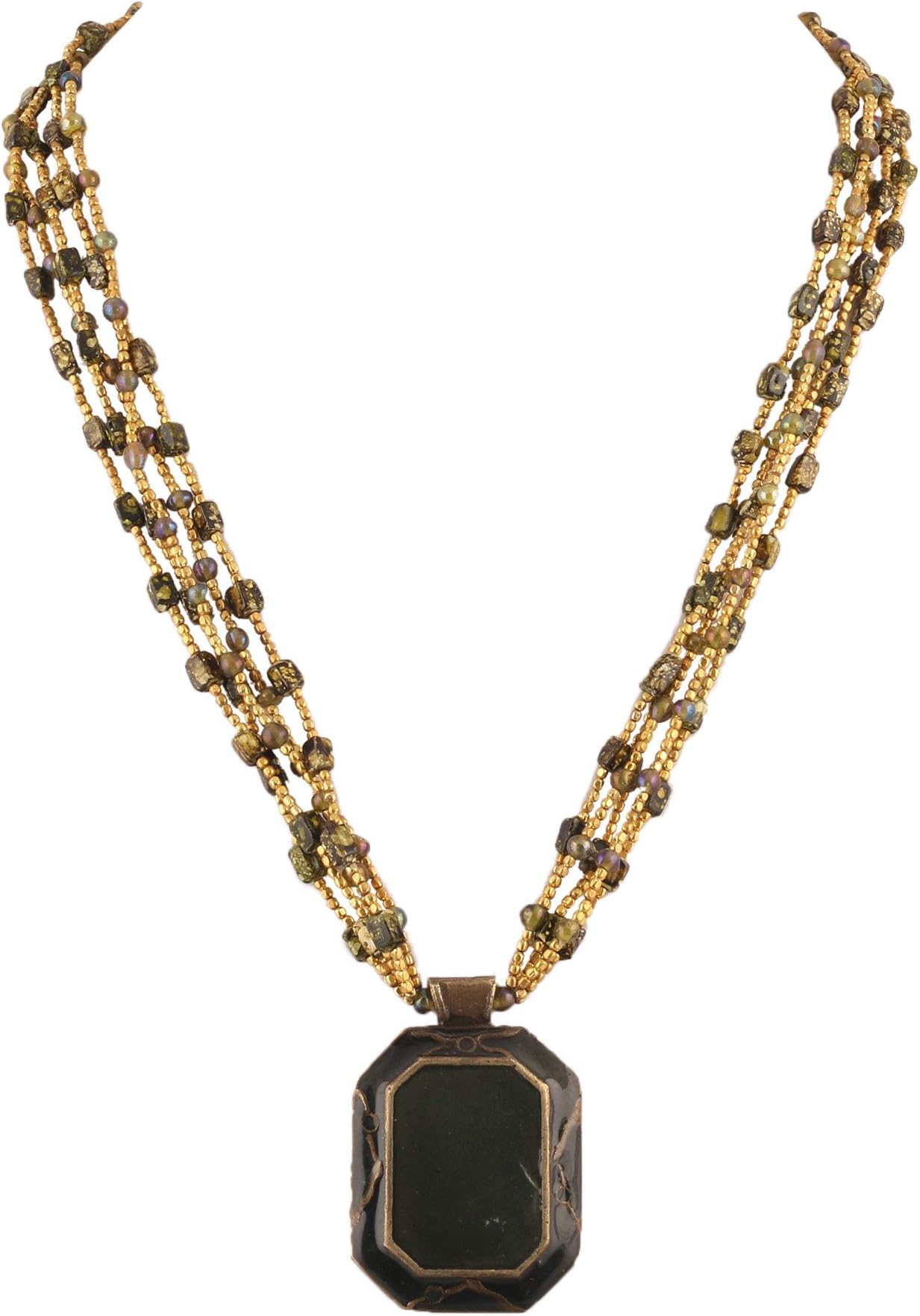 DCA Multicolor Brass/Glass Women Necklace (4392)