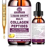 Liquid Collagen for Women &amp; Men, Multi Hydrolyzed Collagen Peptides | Fast Acting Hidrolizado Collagen Types I, II, III, V, X, Proteins w. Hyaluronic Acid, Biotin Vitamin C for Hair, Skin &amp; Nails