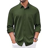 COOFANDY Mens Long Sleeve Button Down Shirt Wrinkle Free Casual Shirt for Men Untucked Shirts with Pocket for Wedding