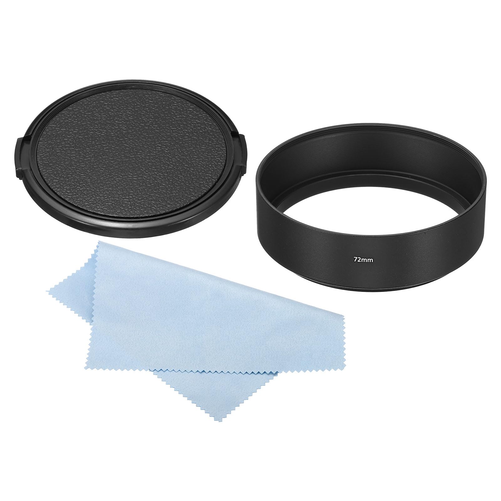 PATIKIL 72mm Lens Hood, Standard Focus Frosted Surface Anti-reflective Inside Hood with Cap and Cleaning Cloth for Camera Lens, Black for Nikon, for Fujifilm, for Pentax, for Leica — image 1