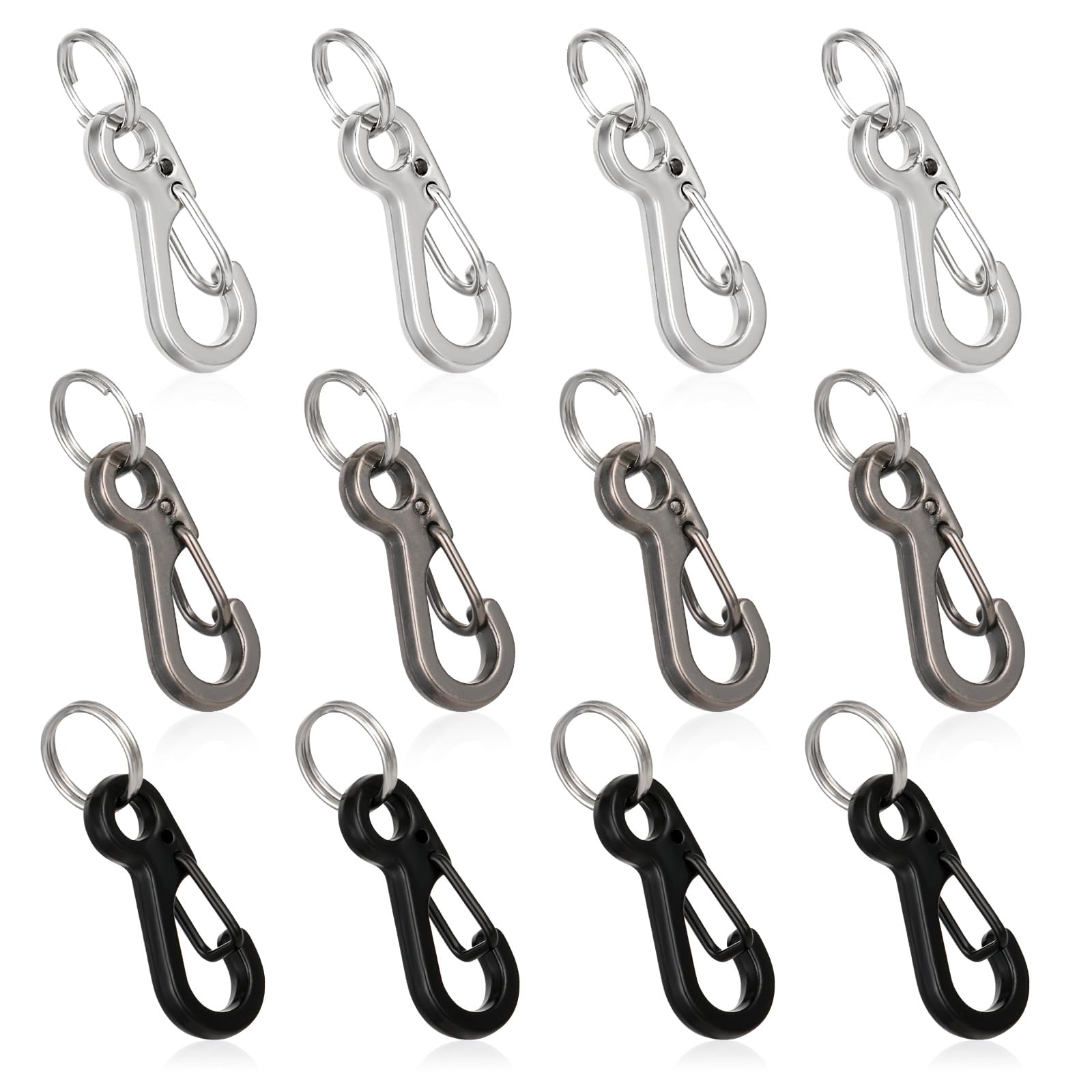 Photo 1 of 12 Sets Mini Carabiner Clip 1 Inch Small Spring Snap Hook Keychains Tiny Carabiner Clips Mini Paracord Hanging Clips Micro Carabiners for Camera Strap, Backpack Keychains Accessories