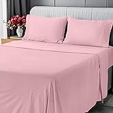 Utopia Bedding Queen Sheet Set - Jersey Knit Sheets 4 Piece – Cotton – Soft T-Shirt Stretchy Sheets (Pink)