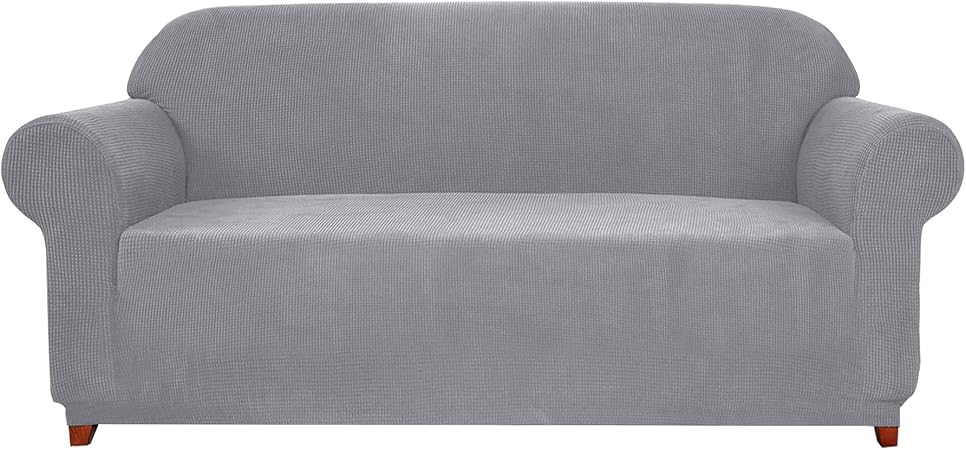 Subrtex 1 Pièce Housse De Canapé Extensible Housse De Fauteuil Avec Accoudoirs élastique Canapé Protection 3 Places Gris Clair
