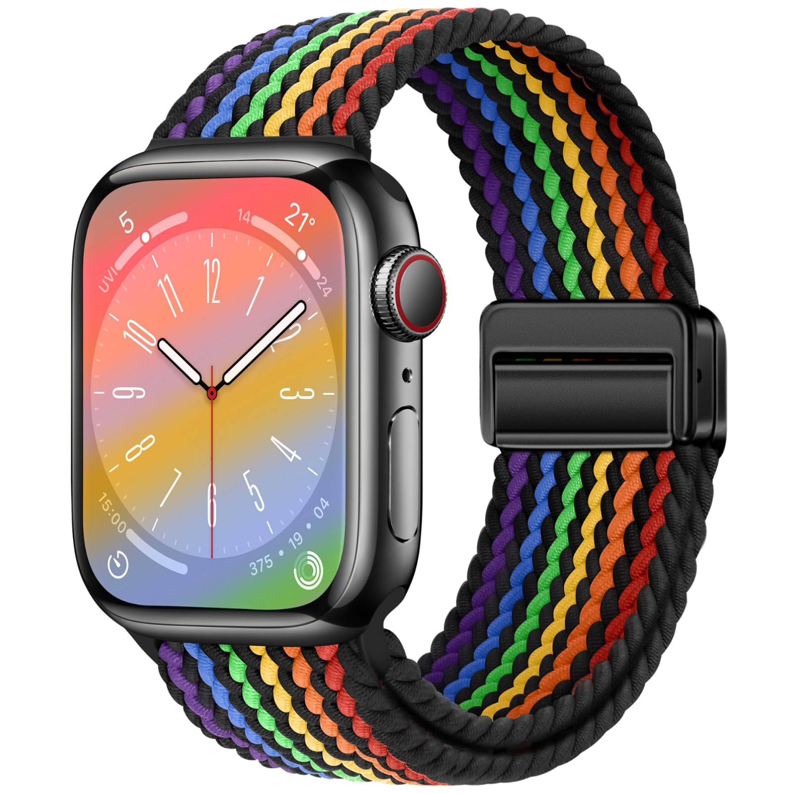 Qimela Sport Loop Compatible with Apple Watch Band 38mm 40mm 41mm 42mm 44mm 45mm 46mm 49mm for Women Men,Magnetic Strap Stretchy Braided Wristband for iWatch Series 11 10 9 8 7 6 5 4 SE Ultra 3 2 1