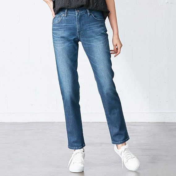 Amazon ベルメゾン パンツ レディース ももはり R 接触冷感 涼しい スリム ストレート デニムパンツ カプリ クロップトパンツ ブルー 61 股下61 ジーンズ 通販