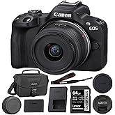 Canon EOS R50 Mirrorless Camera with 18-45mm Lens (Black) Bundle with 64GB Memory Card + Canon 200ES EOS Shoulder Bag (3 Items)