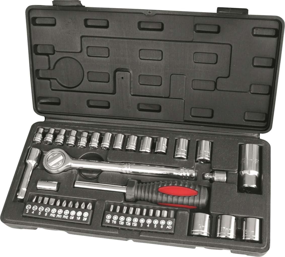 Hilka 02204302 3/8-Inch and 1/4-Inch Drive Socket Set Metric (43-Piece)
