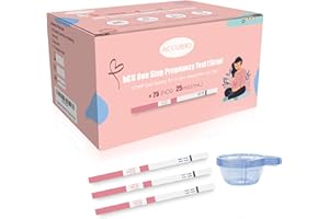 ACCUBIO Pregnancy Test Strips with Urine Cups, 25 Count Individually Wrapped hCG Early Detection Home Tests Over 99% Accurate, Rapid Early Detection Pregnancy Test Strip 25mIU/mL