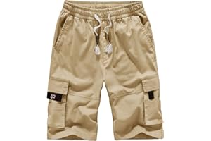 ELETOP Men's Cargo Shorts Elastic Waistband Drawstring Big and Tall Cotton Summer Casual Work Shorts