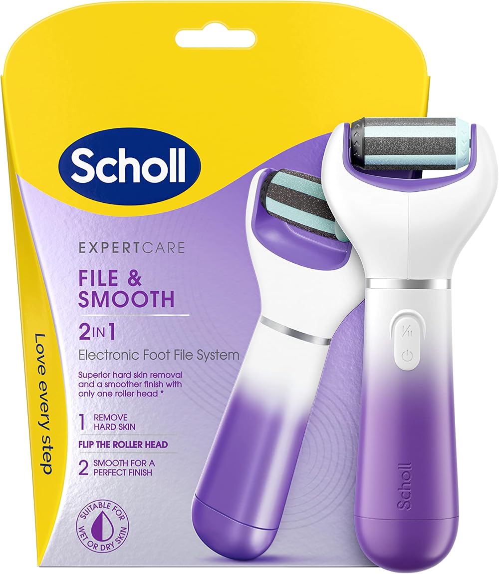 Dr. Scholl's ExpertCare 2-in-1 Electric Foot File, Dual Speed, Batteries