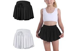 SKYANT Flowy Butterfly Shorts for Girls 2-in-1 Athletic Running Skirt Shorts Cheer Tennis Dance Preppy with Spandex Liner