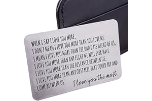 FLEURE ESME Wallet Insert Card Gifts for Men Husband from Wife Girlfriend Boyfriend Birthday Gifts Metal Mini Love Note Valentine Wedding Gifts for Groom Bride Him Her Deployment Gifts