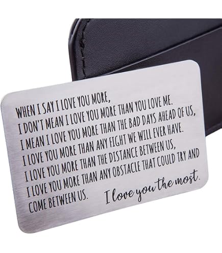 Engraved Metal Wallet Insert Card For Him – I Love You Note, Anniversary Gift For Boyfriend, Husband, Deployment Idea - View #4