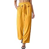 Sucegi Palazzo Pants for Women Casual, Women's Wide Leg Pants with High Waist Adjustable Knot, Comfy Workwear