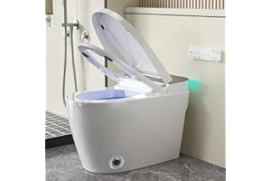BAOTREE Smart Toilet with Bidet Built in Heated Seat, Smart Tankless Toilet with Warm Water and Dryer, Fahrenheit LED Display, Auto Flush, Foot Sensor