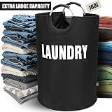 DOKEHOM 160L XX-Large Collapsible Laundry Basket Black XXL view 5