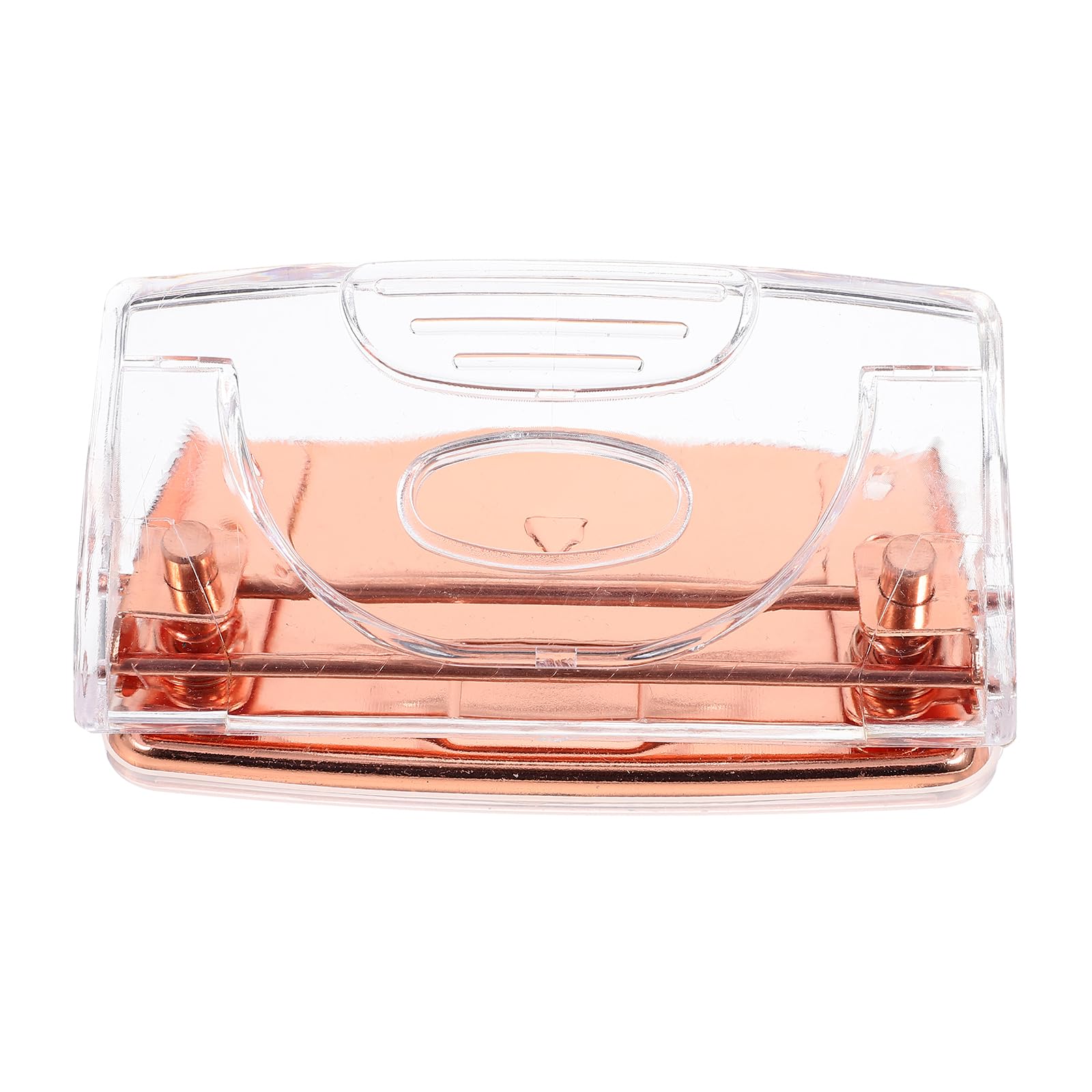 NUOBESTY 2 Hole Punch Double Hole Puncher Clear Lid Paper Puncher Paper Punching Tool Office Supplies for Paper Card Files Document (Rose Gold) Hole Puncher 3 Ring