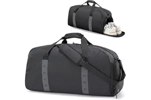 Tolaccea Gym Bag for Men Women, Large Sport Duffel Bag with Shoe Compartment Wet Compartment, Travel Duffel Bag Backpack, Weekend Bag Carry On Backpack for Gym, Travel, Fitness, Workout (Black, 42L)