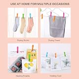VEGCOO 48 Pcs Plastic Clothes Pegs with 4 Colours Stainless Spring Durable view 5