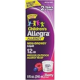 Allegra Children's 12-Hour Allergy Relief Liquid, Non-Drowsy Indoor and Outdoor Allergy Medicine, 30 mg Fexofenadine HCI Antihistamine for Kids, Berry Flavor, 8 oz