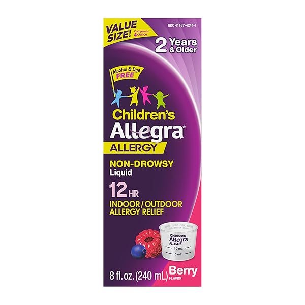 ALLEGRA CHILDREN’S 12-HOUR ALLERGY RELIEF LIQUID, NON-DROWSY INDOOR...