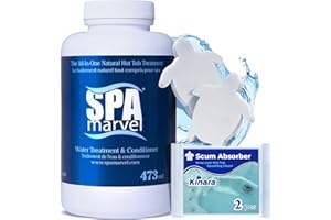 KINARA Spa Marvel Water Treatment & Conditioner – Enzyme-Based Hot Tub Water Care – Improves Water Quality, Comfort & Odor – Helps Reduce Chemicals – 16 fl oz – Lasts 30 Days – Includes 2 Sponges