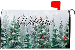 KAWANI Snow Green Forest Mailbox Covers Magnetic Winter Tree Red Birds Christmas Mailbox Cover Standard Size 18 X 21 Holiday Mailbox Wrap Post Letter Box Cover Decorative for Home Outdoor Garden
