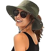 FURTALK Womens Sun Hat with Ponytail Hole Beach Hiking Summer Wide Brim UPF 80+ Outdoor Protection Foldable Bucket Hat