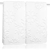 Xkdamai 2 Pack Christmas Snowflake Hand Towels 100% Cotton Jacquard Holiday Kitchen Dish Towels Retro Neutral White Bathroom Towels Set Gift Seasonal Xmas Winter Bathroom Decor (Snowflake White)