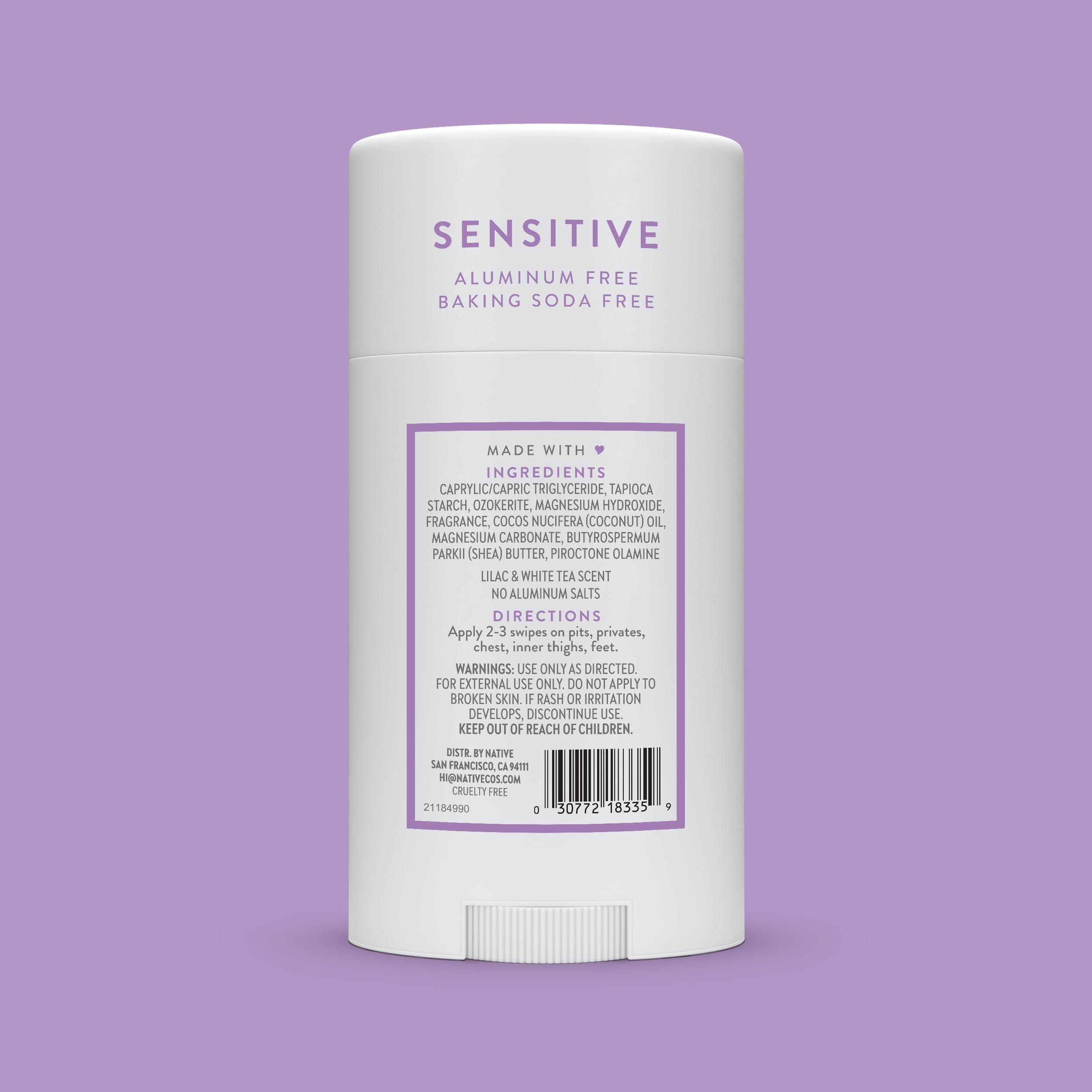 Native Whole Body Deodorant Stick Contains Naturally Derived Ingredients, Deodorant for Men and Women | 72 Hour Odor Protection, Aluminum Free with Coconut Oil and Shea Butter | Lilac & Tea