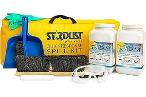 STARDUST Spill Products D710 Comprehensive Quick Response Spill Kits for Vehicles with Heavy Duty Duffle, (2) 5-Quart Dispenser, PPE Kit, Broom Head, Broom Handle, Dust Pan, (10) Disposal Bags