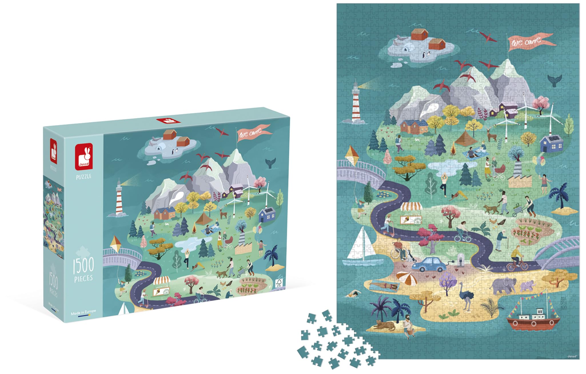 Janod - 1500-Piece Puzzle - Escape - Suitable for Adults, Teenagers and Children - Made in Europe and FSC-Certified - Ages 10+ - J02514