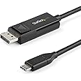StarTech.com 6.6ft (2m) USB C to DisplayPort 1.2 Cable 4K 60Hz - Bidirectional DP to USB-C or USB-C to DP Reversible Video Adapter Cable - HBR2/HDR - USB Type C/TB3 Monitor Cable (CDP2DP2MBD) Black
