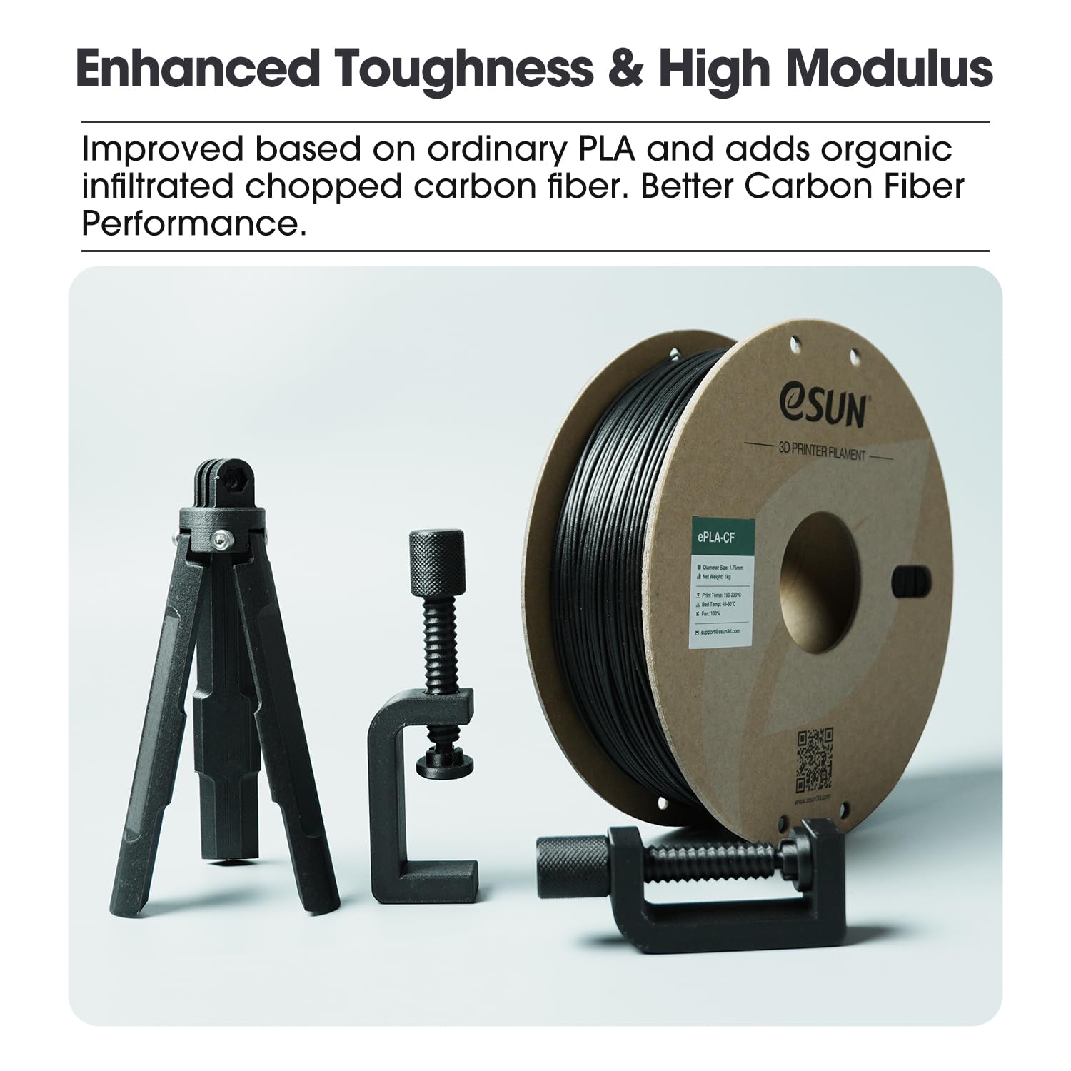 eSUN Kohlefaser Gefüllt PLA Filament 1.75mm, PLA-CF Carbon Fiber Filled PLA Filament Maßgenauigkeit +/- 0.03mm, 1KG Spule (2.2 LBS) 3D Druck Materialien für FDM 3D Drucker,Lila 5