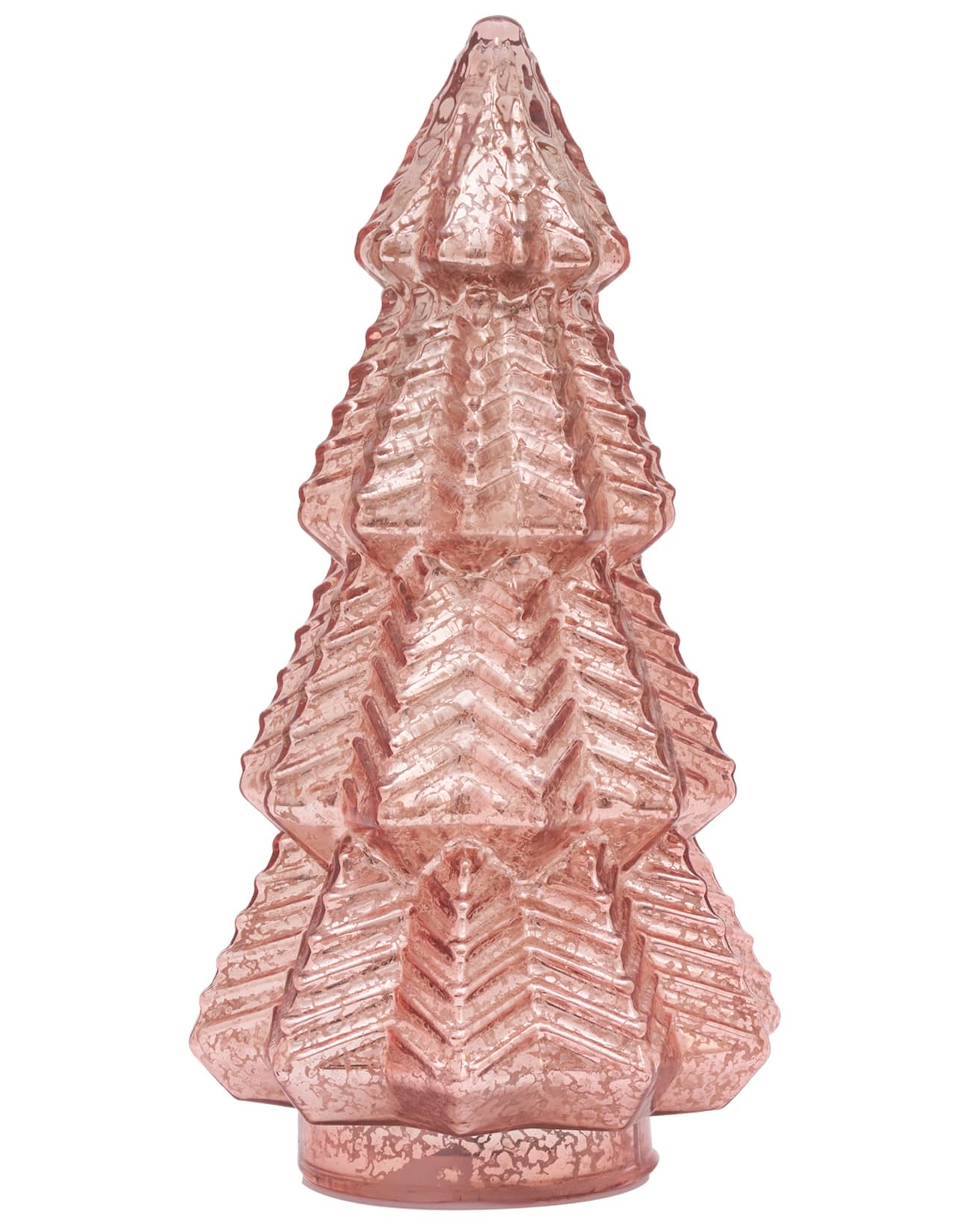 Photo 1 of Lamris Tabletop Christmas Tree Timer Lighted 12 Inches Rose Gold Mercury Glass Xmas Trees Decorations Table Centerpiece Mantel Window Home Decor