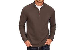COOFANDY Men's Fleece Quarter Zip Pullover Long Sleeve Mock Neck Sweatshirt