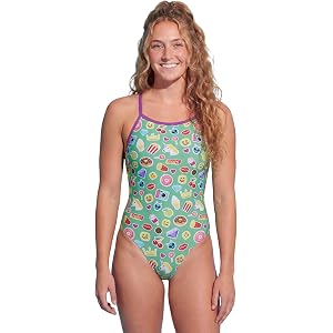 Sporti Hydrolux Girls' & Women's Thin Strap One-Piece Swimsuit Lap Swimming | XLANCE Fabric, UPF 50+ Chlorine Resistant, Crea