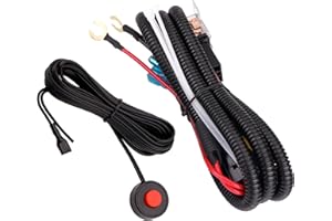 12V Air Horn Wiring Kit with AOLIHAN Horn Button Switch Horn Wiring Harness Relay Kit for Car Truck Grille Mount Blast Tone Horns (red Button and Wire)