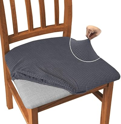 Granbest Jacquard Dining Chair Slipcovers Set of 4, Grey, 36-46cm Seats