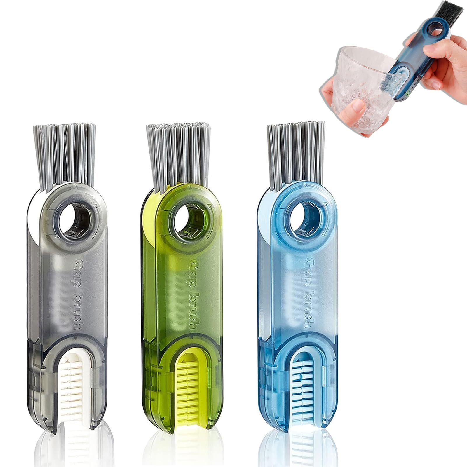 YTOOK 3-in-1 Cup Lid Crevice Cleaning Brush, Multifunctional Crevice Cleaning Brush for Water Bottle Cover, Portable Bottle Cleaning Brush Tools for Home Kitchen