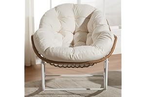 YDcosyfy Outdoor Rocking Chairs, Oversized Papasan Chair,Patio Egg Chair,Rattan Wicker Lounge Chair for Balcony Porch Patio-330 lbs Weight Capacity,Waterproof,Cream