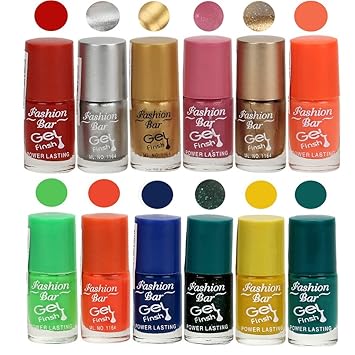 Fashion Bar gel Nail Polishes, Multicolour, 6ml(Set of 12)