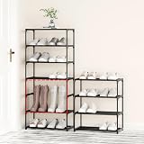 Flosvotals 3 Tier Shoe Rack Space Saving Metal Storage Organizer Black XJ123 view 5